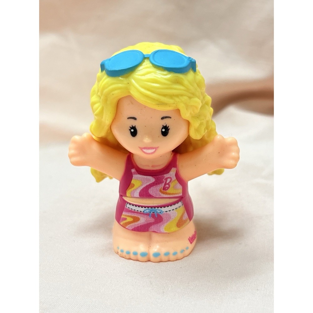 Fisher Price Little People Blonde Girl Barbie Beach Pool Swimsuit